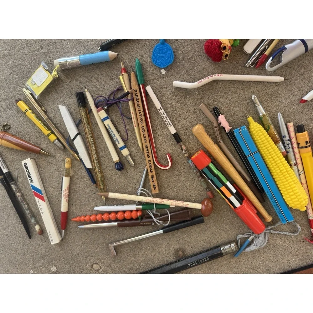 Vintage Lot Of Writing Pens And Pencils Advertisement Rare Quirky
